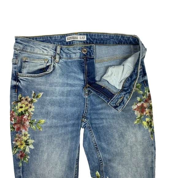 ZARA Slim Leg Floral Jeans 8 - Picture 5 of 8
